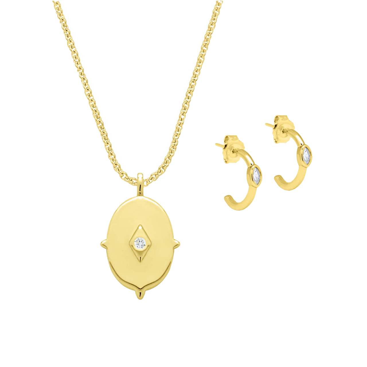 Jewellery Set Ester, 925 Sterling Silver, gold-plated