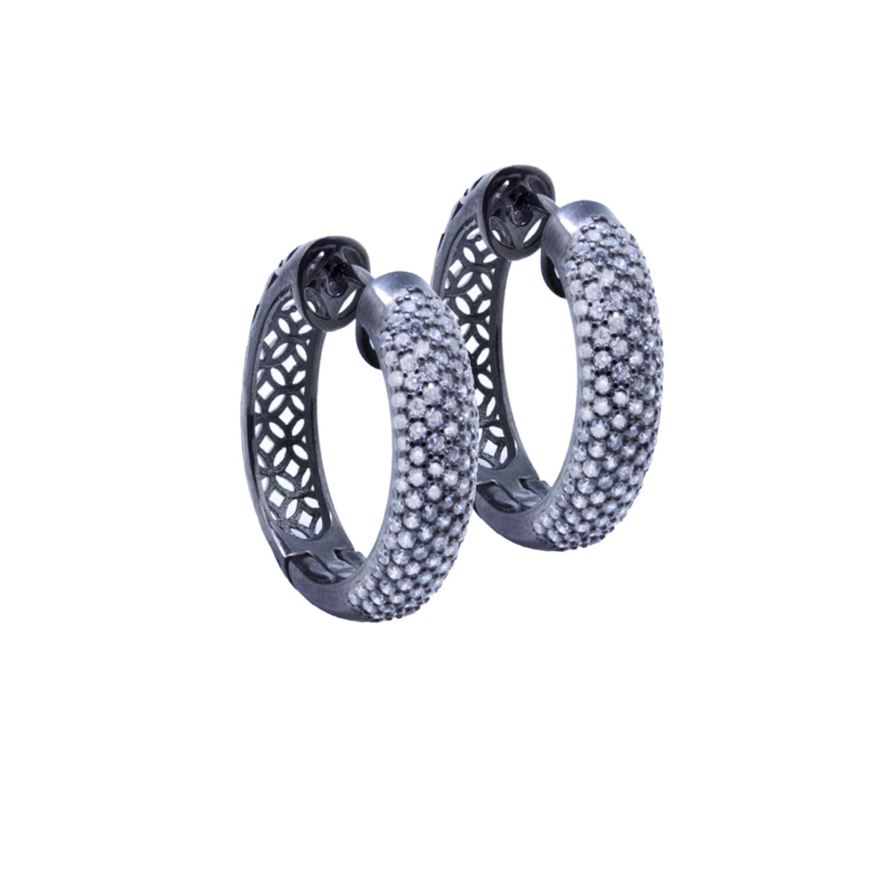 Hoop earrings Carolyn, 925 Sterling Silver, ruthenium-plated