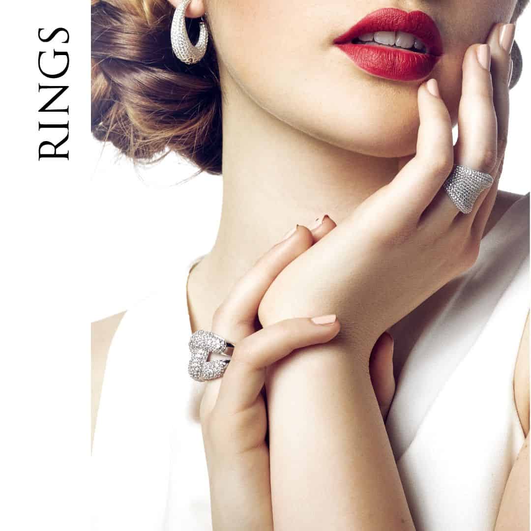 Modern rings with many zirconia stones