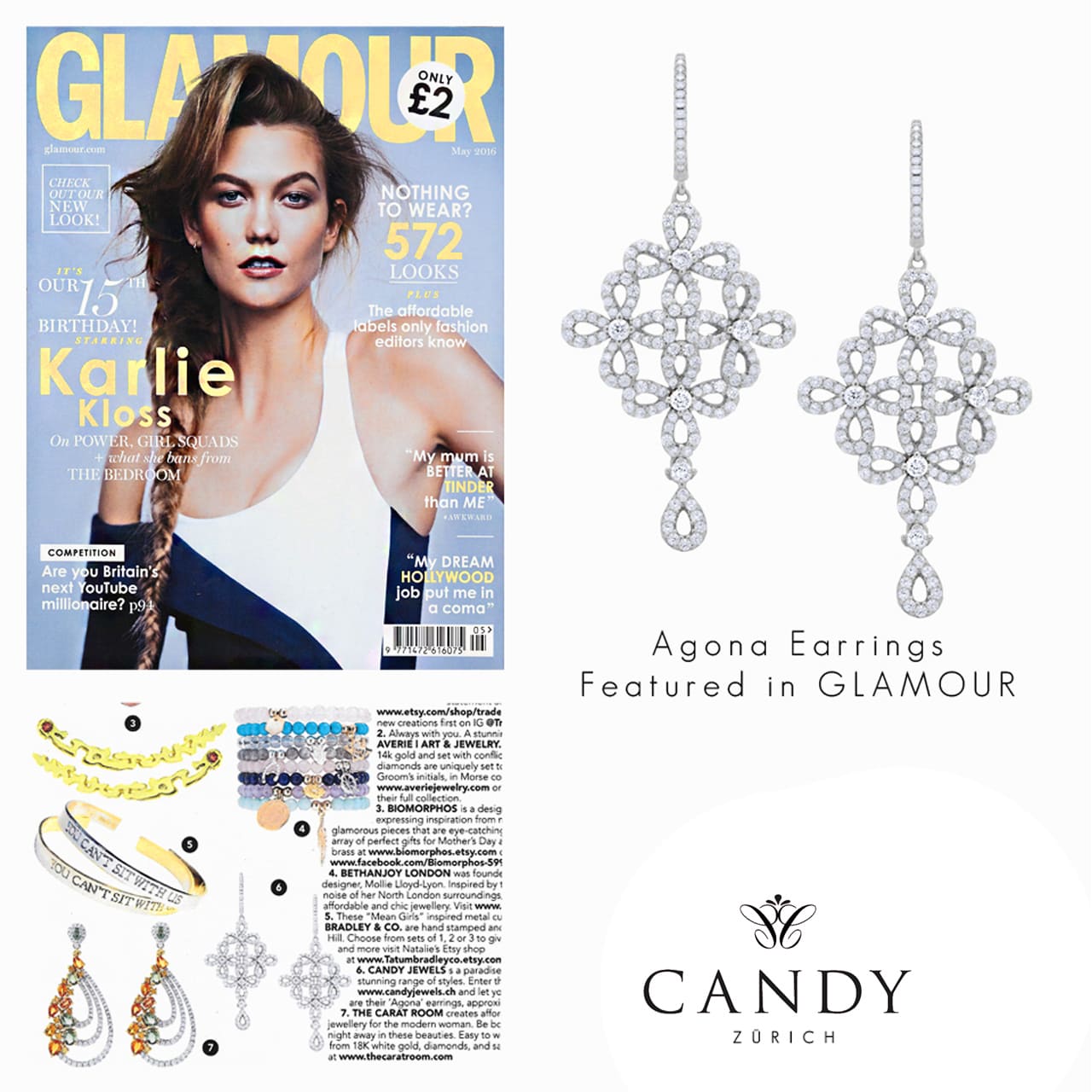 Agona Statement-Ohrringe von CANDY gefeatured in Glamour Magazin