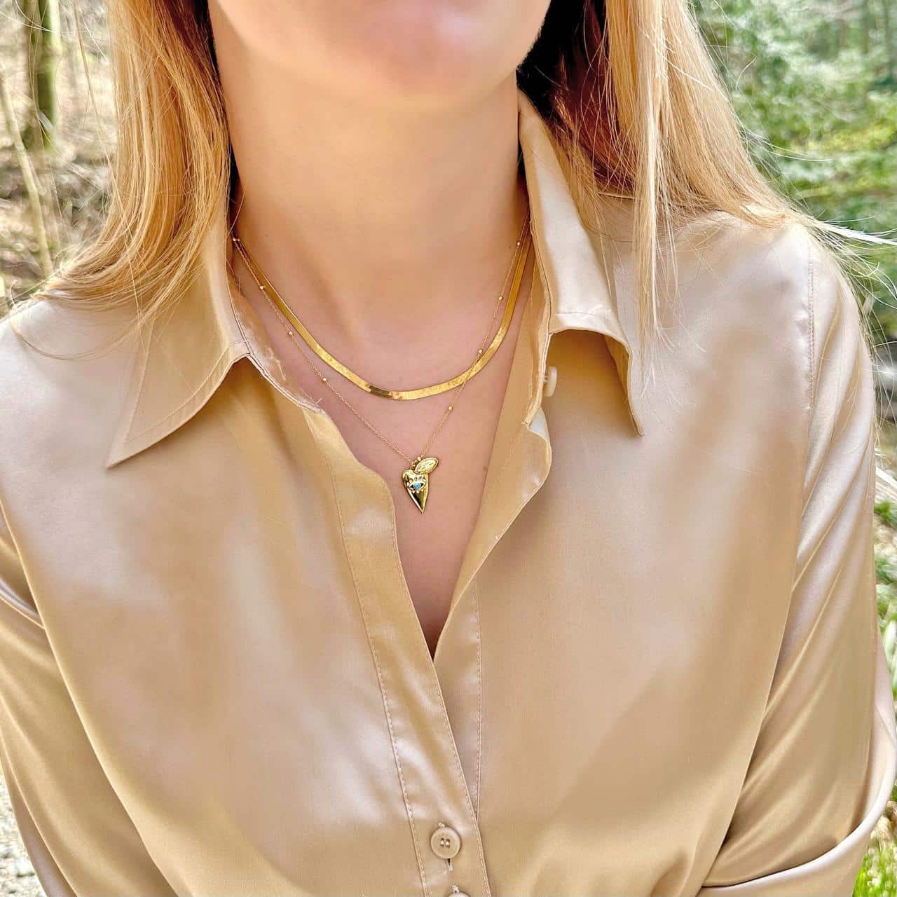 Anhänger Nazar mit Herz und mit Evil Eye an Halskette aus Silber im Schweizer Online Shop