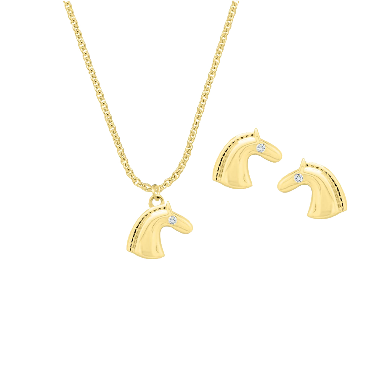 Jewellery Set Horse, 925 Sterling Silver, gold-plated