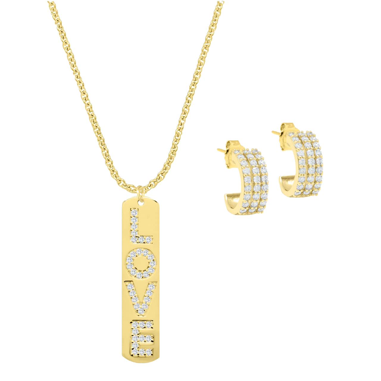 Jewellery Set LOVE, 925 Sterling Silver, gold-plated