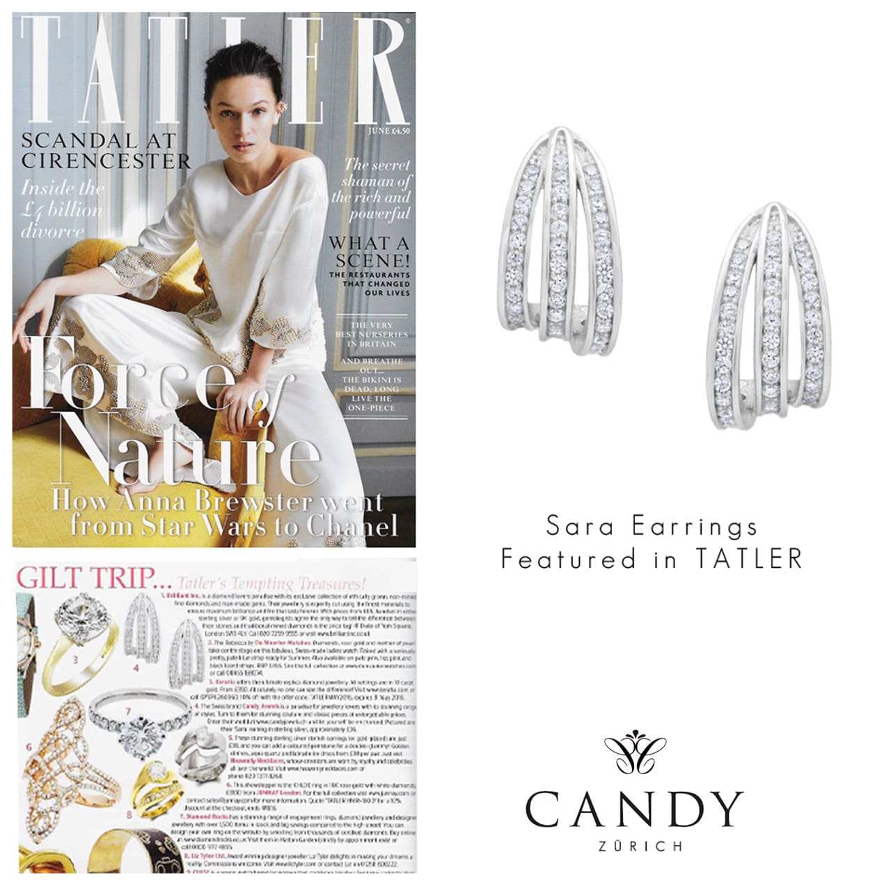 CANDY Ohrringe Sara gefeatured in Tatler Magazin