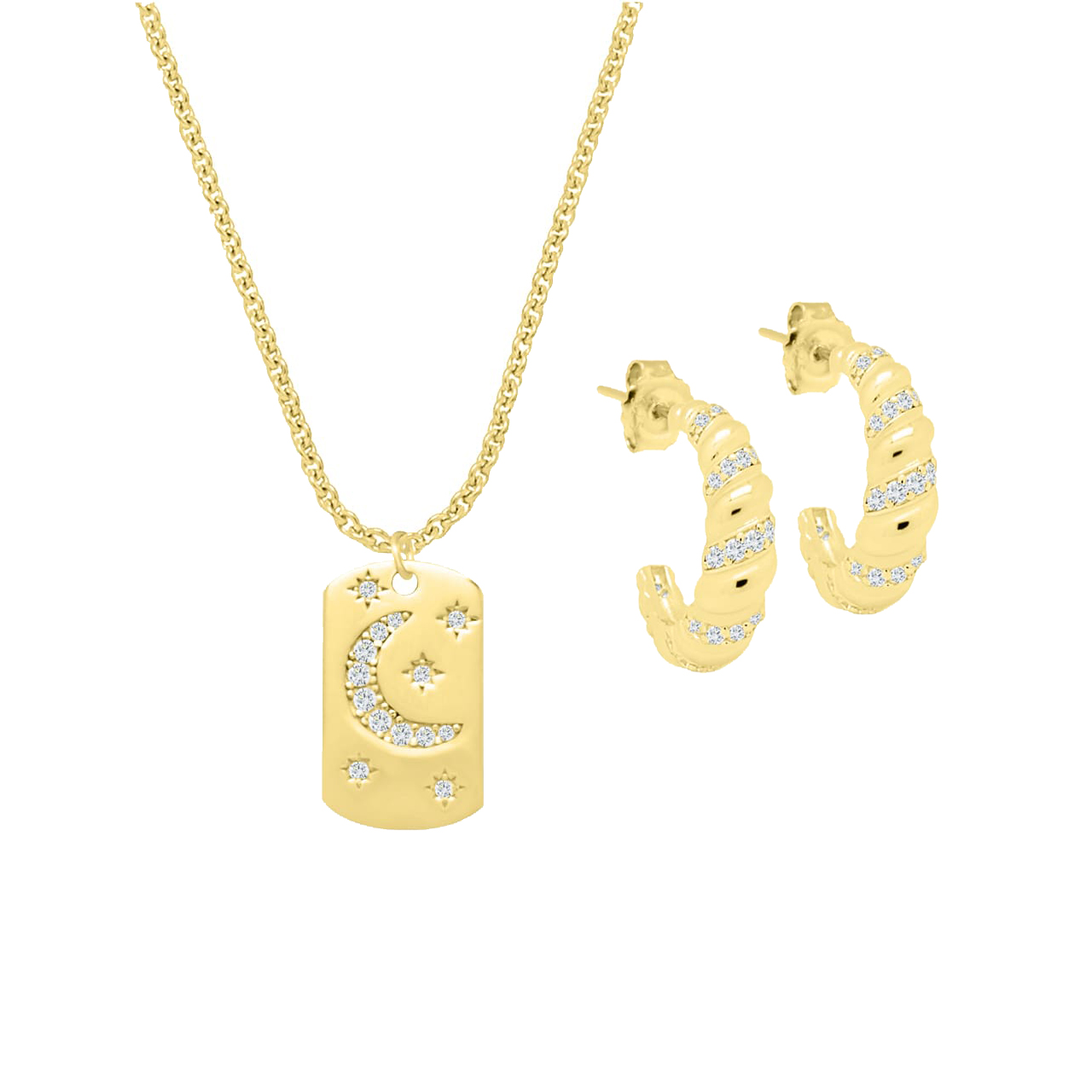 Jewellery Set Sky, 925 Sterling Silver, gold-plated