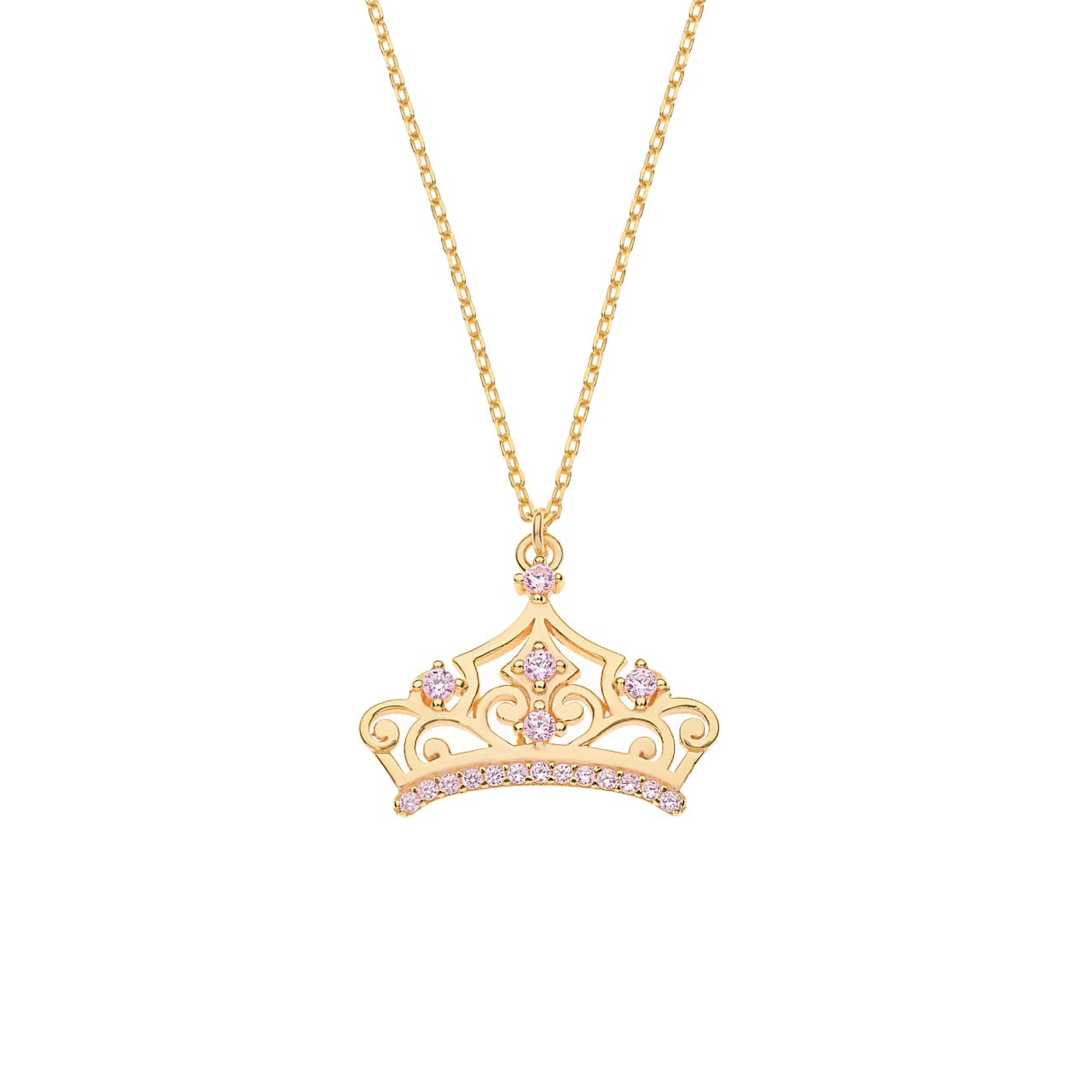 Disney Necklace Crown 925 Sterling Silver gold plated