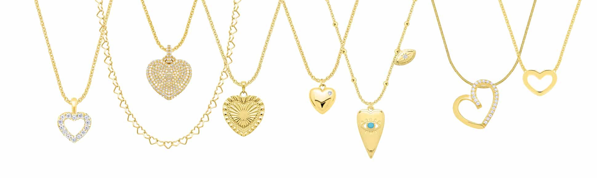 Gran selección de diferentes collares de corazón Corazones en grande Pequeño con piedra sin piedras en todas las variaciones