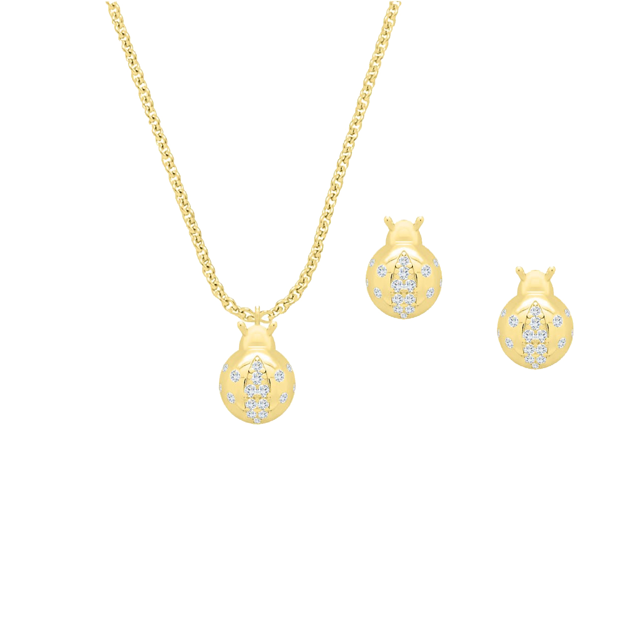 Jewellery Set Ladybug, 925 Sterling Silver, gold-plated