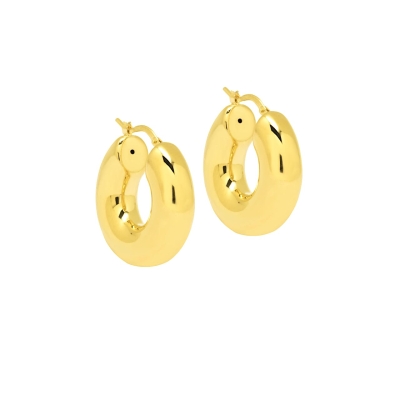 2 Mm X 20 Mm Alle Glänzenden Schlichten Creolen 14K Gelbgold